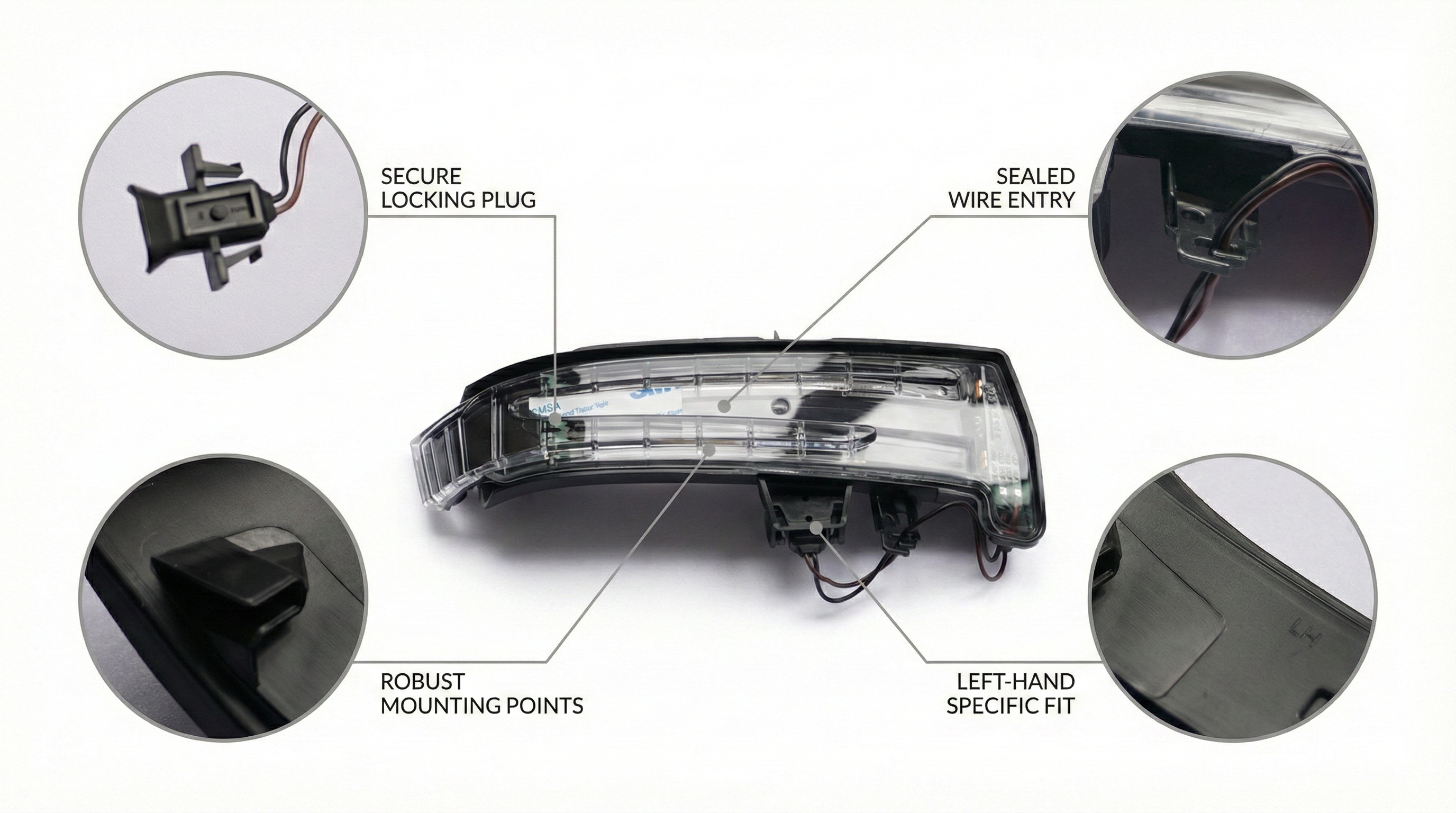 Smoked Black / OEM Clear LED Side Mirror Turn Signal Light for Mercedes-Benz W204 W212 W176 W221 CLA CLS - Upgrade Style - A2129067401