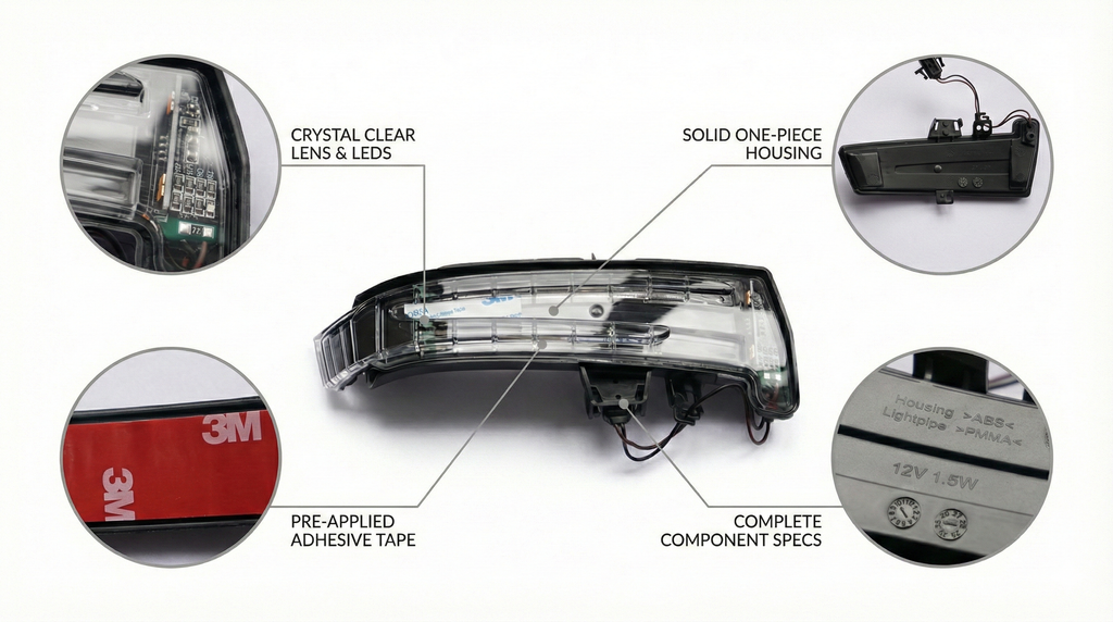 Smoked Black / OEM Clear LED Side Mirror Turn Signal Light for Mercedes-Benz W204 W212 W176 W221 CLA CLS - Upgrade Style - A2129067401