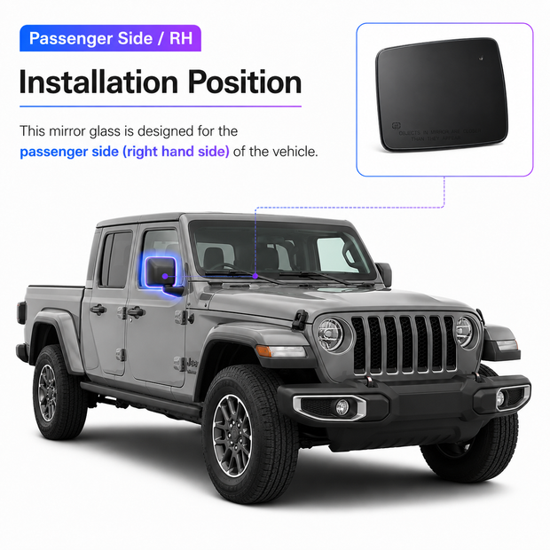 2018+ Jeep Wrangler JL Heated Blind Spot Mirror Glass | Left Right Pair