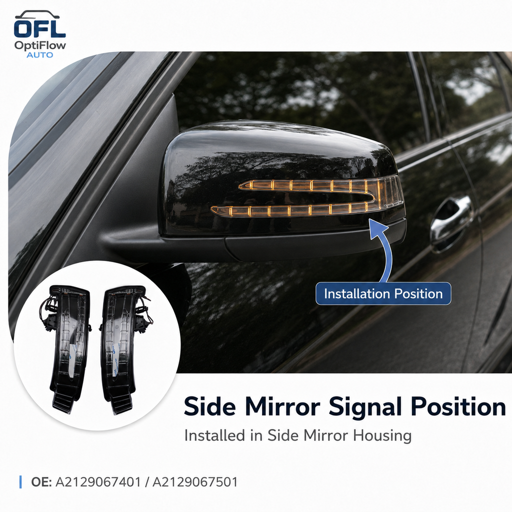 Pair Mirror Turn Signal Lights For Mercedes W204 W212 W221 A2129067401 7501