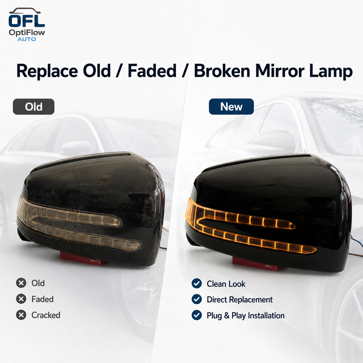 Pair Mirror Turn Signal Lights For Mercedes W204 W212 W221 A2129067401 7501
