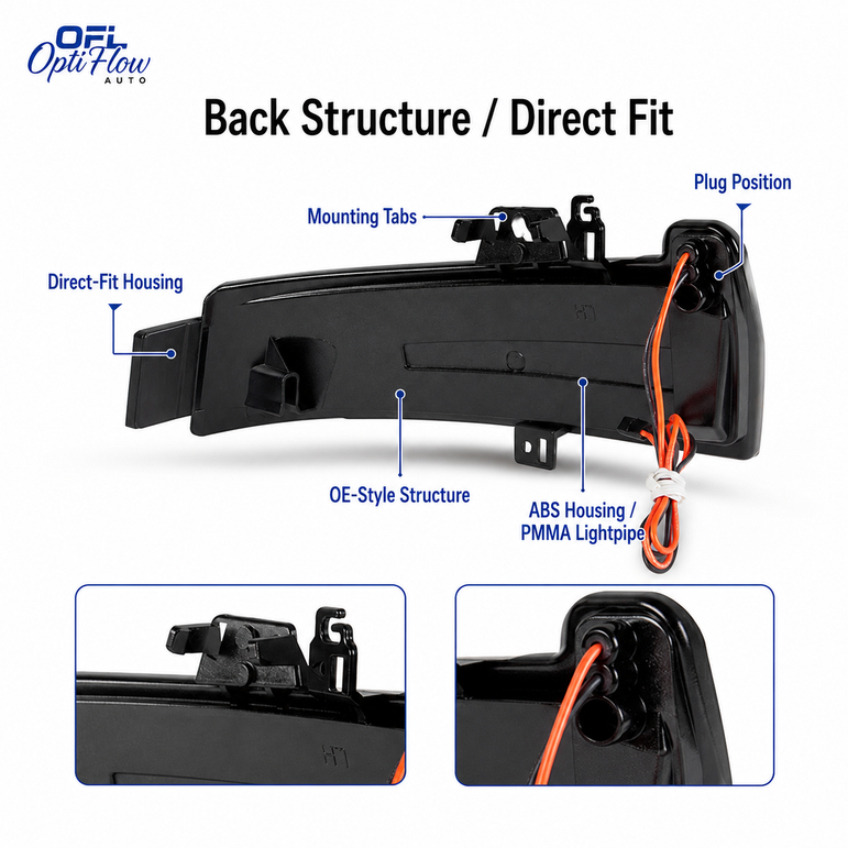Smoked Black / OEM Clear LED Side Mirror Turn Signal Light for Mercedes-Benz W204 W212 W176 W221 CLA CLS - Upgrade Style - A2129067401