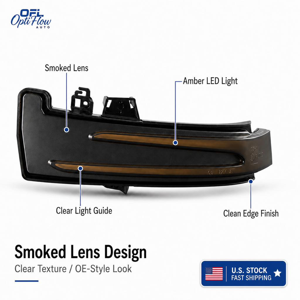 Smoked Black / OEM Clear LED Side Mirror Turn Signal Light for Mercedes-Benz W204 W212 W176 W221 CLA CLS - Upgrade Style - A2129067401