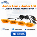 Universal Raptor Style Grille Marker Lights Kit (4-Piece) - Amber / White LED - Fits Toyota 4Runner, Tacoma, Tundra, Jeep & Trucks