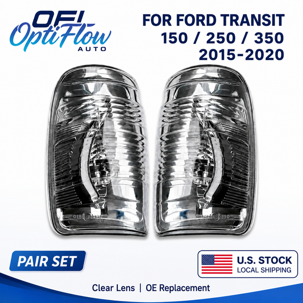 Ford Transit Indicator Turn Signal Mirror White Right Left Set 14-22MK 8 1847387 Pair Amber Mirror Turn Signal Lights For Ford Transit 150 250 350 2015-2020