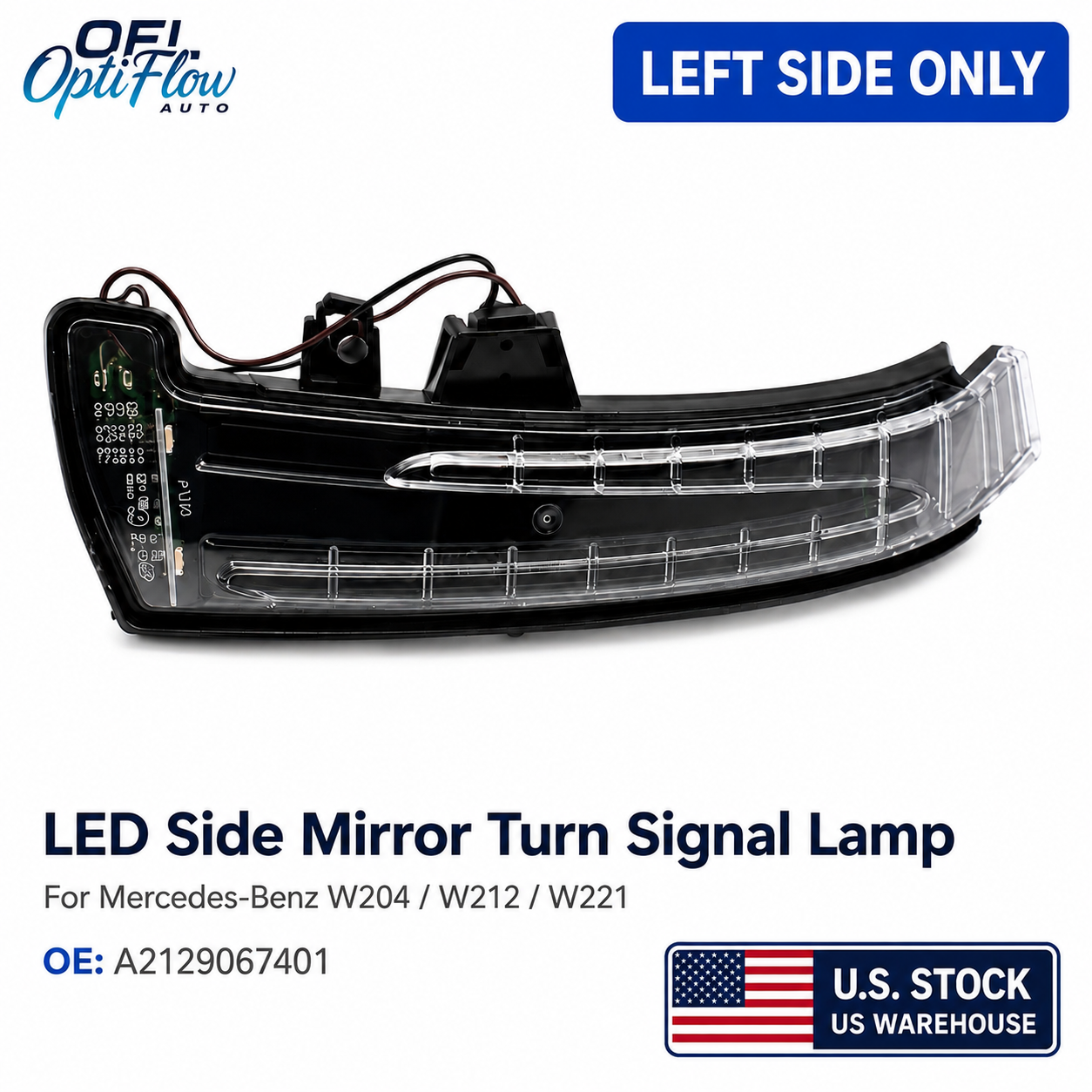 Pair Mirror Turn Signal Lights For Mercedes W204 W212 W221 A2129067401 7501