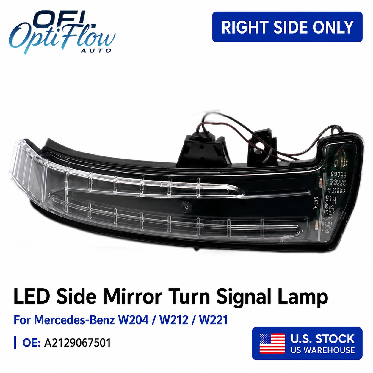Pair Mirror Turn Signal Lights For Mercedes W204 W212 W221 A2129067401 7501