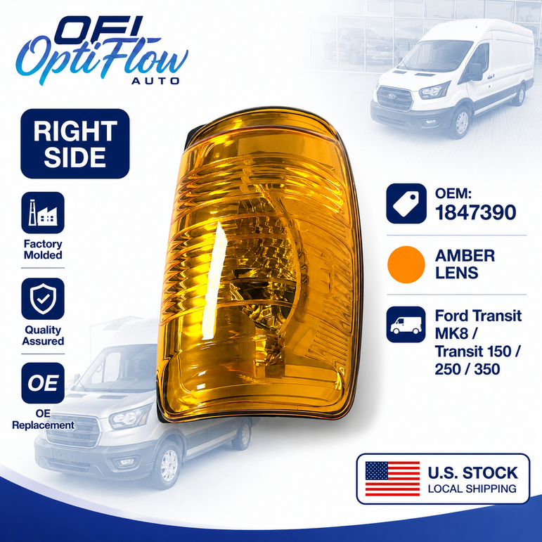 Ford Transit Indicator Turn Signal Mirror White Right Left Set 14-22MK 8 1847387 Pair Amber Mirror Turn Signal Lights For Ford Transit 150 250 350 2015-2020