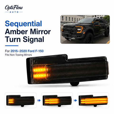 Smoked Sequential LED Mirror Turn Signal Lights for 2015-2020 Ford F-150