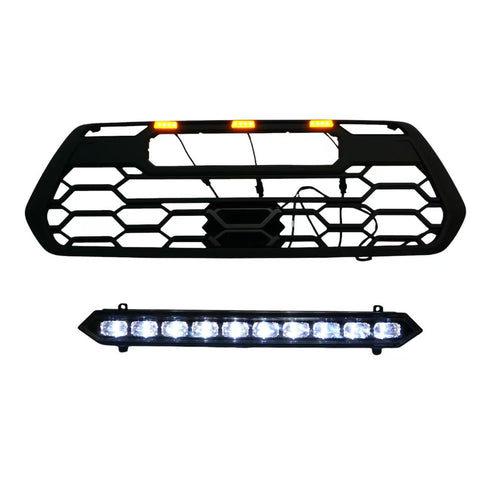 2016-2023 Toyota Tacoma TRD Pro Style Honeycomb Front Grille with LED Marker Lights