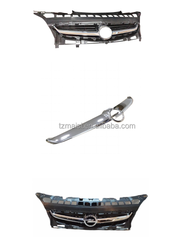 Front Bumper Radiator Grille Set for Opel / Vauxhall Astra J (2012-2015 Facelift) - OEM 13368852 / 13387218 - Premium Chrome Finish