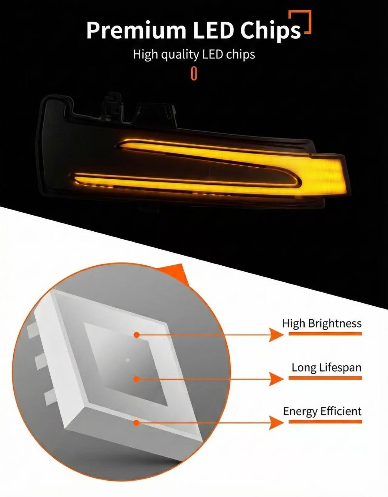 Smoked Black / OEM Clear LED Side Mirror Turn Signal Light for Mercedes-Benz W204 W212 W176 W221 CLA CLS - Upgrade Style - A2129067401